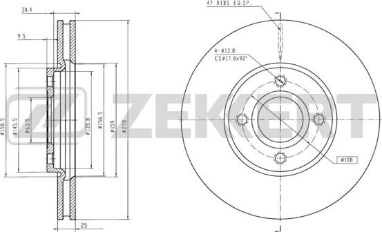 Zekkert BS-6000 - Тормозной диск avtokuzovplus.com.ua