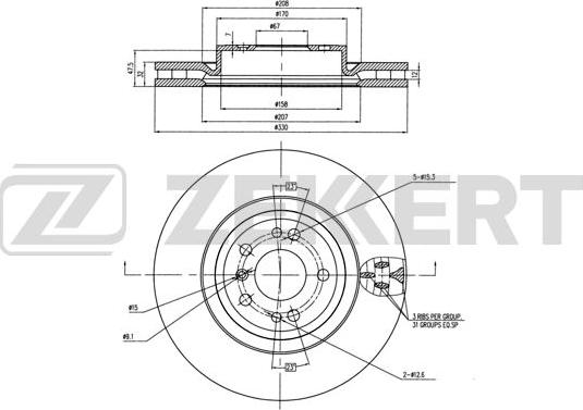 Zekkert BS-6008B - Тормозной диск avtokuzovplus.com.ua