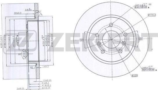 Zekkert BS-6015 - Тормозной диск avtokuzovplus.com.ua