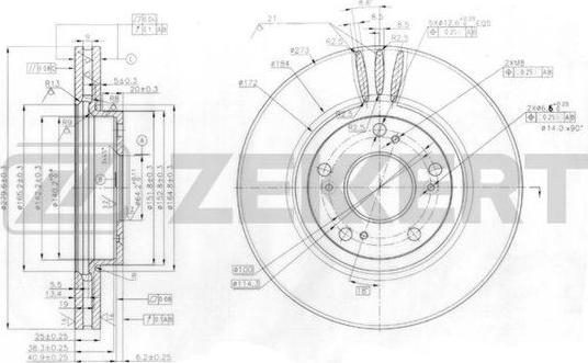 Zekkert BS-6019 - Тормозной диск avtokuzovplus.com.ua