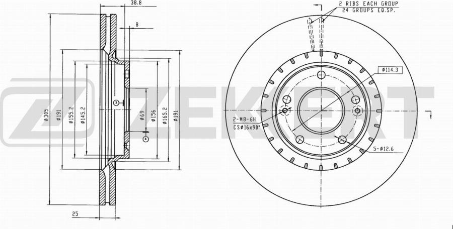 Zekkert BS-6021B - Тормозной диск avtokuzovplus.com.ua