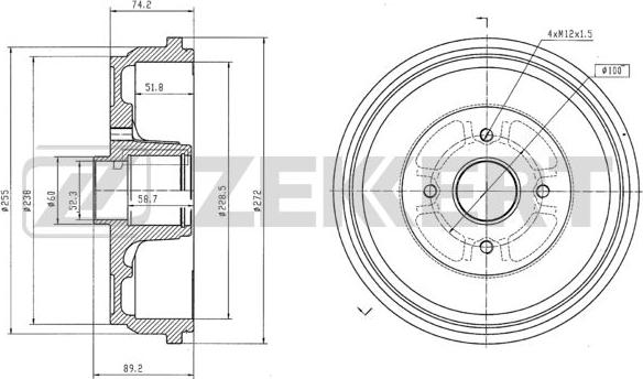 Zekkert BS-6035 - Тормозной барабан avtokuzovplus.com.ua