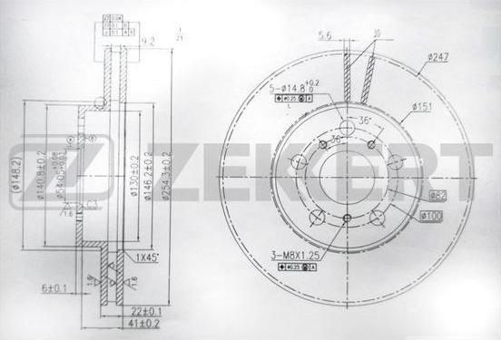 Zekkert BS-6044 - Тормозной диск avtokuzovplus.com.ua