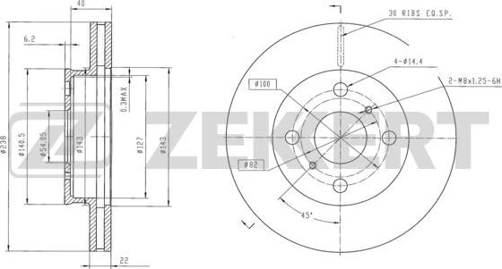 Zekkert BS-6050 - Тормозной диск avtokuzovplus.com.ua