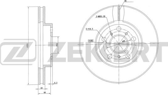 Zekkert BS-6055 - Тормозной диск avtokuzovplus.com.ua