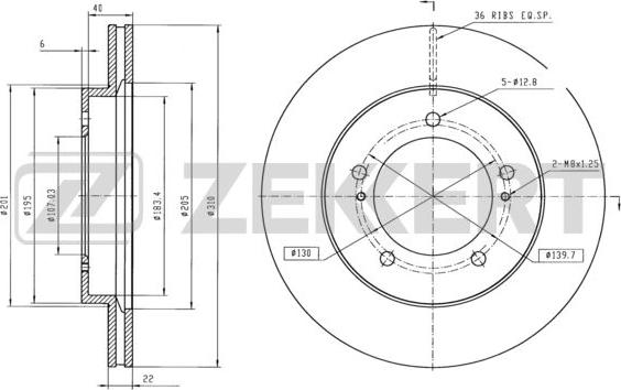 Zekkert BS-6058 - Тормозной диск avtokuzovplus.com.ua