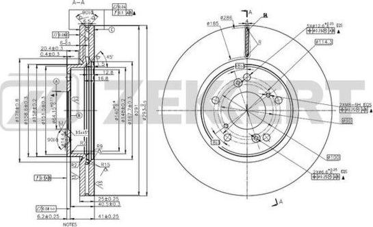 Zekkert BS-6069 - Тормозной диск avtokuzovplus.com.ua