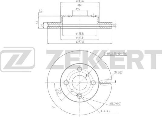 Zekkert BS-6071 - Гальмівний диск autocars.com.ua