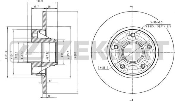 Zekkert BS-6072 - Гальмівний диск autocars.com.ua