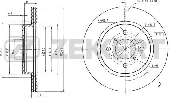 Zekkert BS-6079 - Гальмівний диск autocars.com.ua