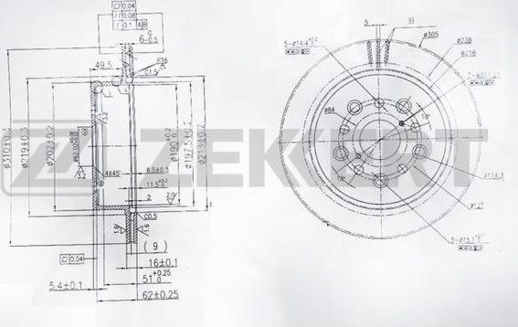 Zekkert BS-6085 - Гальмівний диск autocars.com.ua