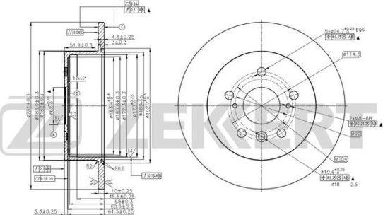 Zekkert BS-6087 - Тормозной диск avtokuzovplus.com.ua