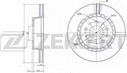 Zekkert BS-6095 - Тормозной диск avtokuzovplus.com.ua