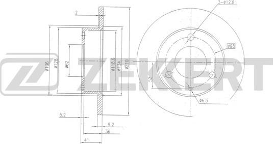 Zekkert BS-6101 - Гальмівний диск autocars.com.ua