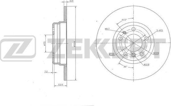 Zekkert BS-6124 - Тормозной диск avtokuzovplus.com.ua