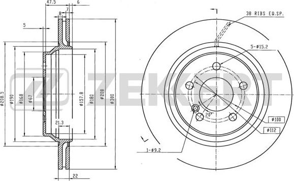 Zekkert BS-6126B - Тормозной диск avtokuzovplus.com.ua