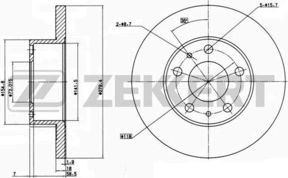 Zekkert BS-6147 - Тормозной диск avtokuzovplus.com.ua