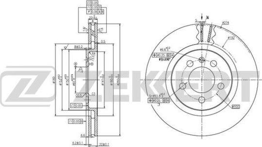 Zekkert BS-6150 - Тормозной диск avtokuzovplus.com.ua