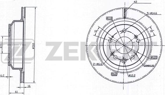 Zekkert BS-6186 - Тормозной диск avtokuzovplus.com.ua