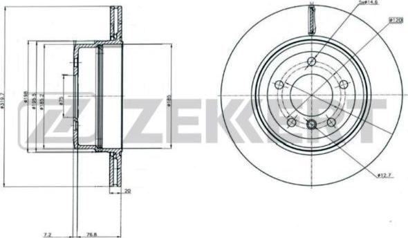 Zekkert BS-6188 - Тормозной диск avtokuzovplus.com.ua