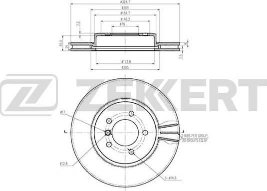 Zekkert BS-6224B - Тормозной диск avtokuzovplus.com.ua