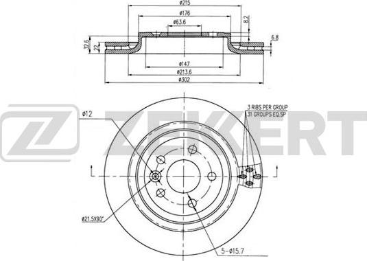 Zekkert BS-6235B - Гальмівний диск autocars.com.ua