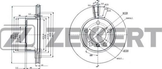 Zekkert BS-6237 - Тормозной диск avtokuzovplus.com.ua