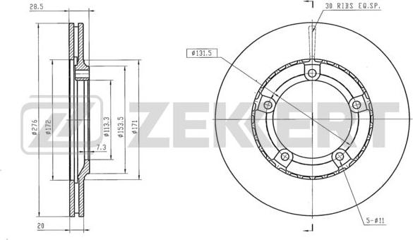 Zekkert BS-6249 - Гальмівний диск autocars.com.ua