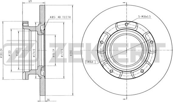 Zekkert BS-6278 - Тормозной диск avtokuzovplus.com.ua