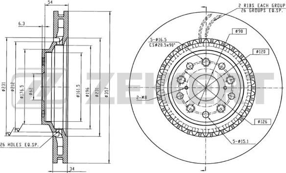 Zekkert BS-6296 - Тормозной диск avtokuzovplus.com.ua