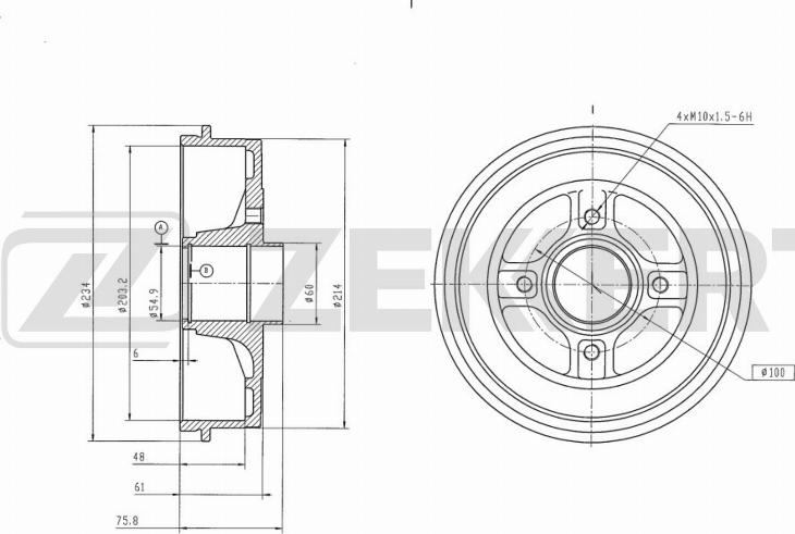 Zekkert BS-6311 - Гальмівний барабан autocars.com.ua