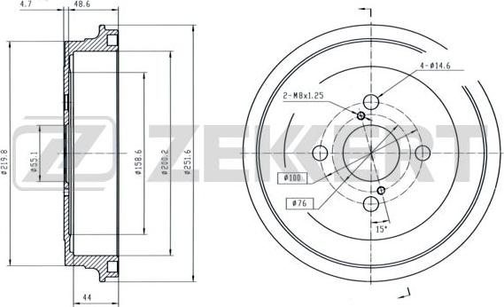 Zekkert BS-6320 - Тормозной барабан avtokuzovplus.com.ua