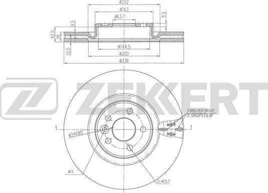 Zekkert BS-6349 - Тормозной диск avtokuzovplus.com.ua