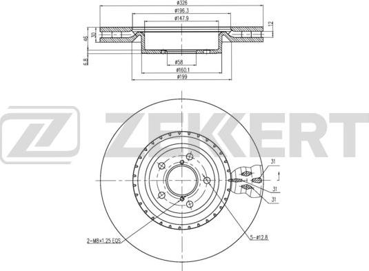 Zekkert BS-6361 - Тормозной диск avtokuzovplus.com.ua