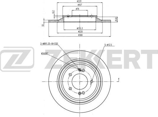 Zekkert BS-6422 - Гальмівний диск autocars.com.ua