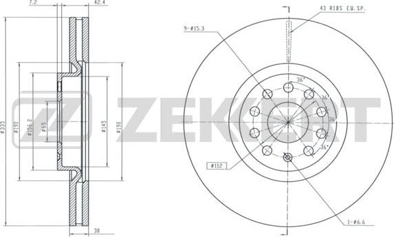 Zekkert BS-6423 - Тормозной диск avtokuzovplus.com.ua