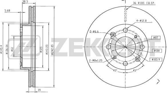 Zekkert BS-6430 - Гальмівний диск autocars.com.ua