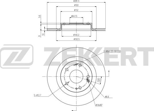 Zekkert BS-6437 - Тормозной диск autodnr.net