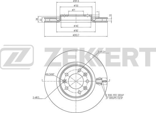 Zekkert BS-6446 - Тормозной диск avtokuzovplus.com.ua