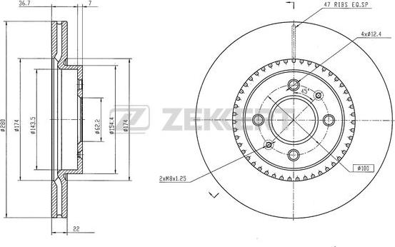 Zekkert BS-6449 - Тормозной диск avtokuzovplus.com.ua