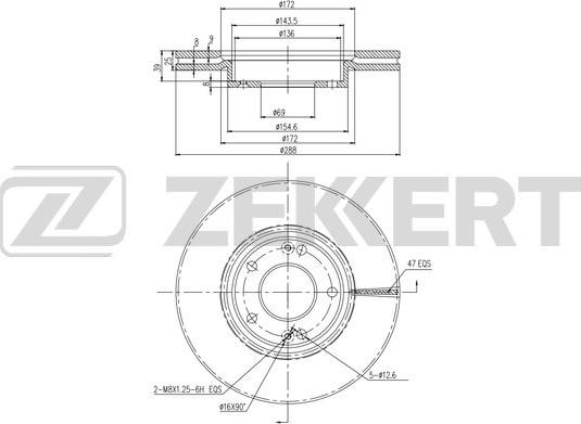 Zekkert BS-6472 - Гальмівний диск autocars.com.ua