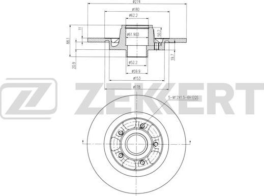 Zekkert BS-6483 - Гальмівний диск autocars.com.ua