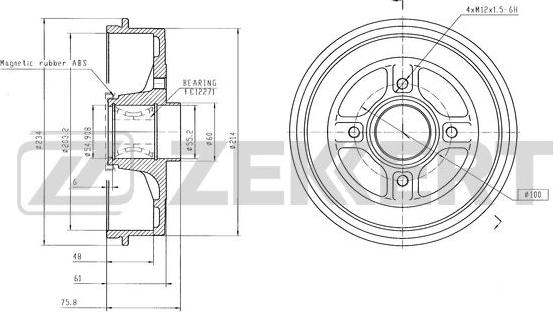 Zekkert BS-6533 - Гальмівний барабан autocars.com.ua