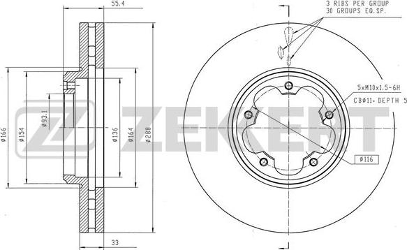 Zekkert BS-6553 - Тормозной диск avtokuzovplus.com.ua