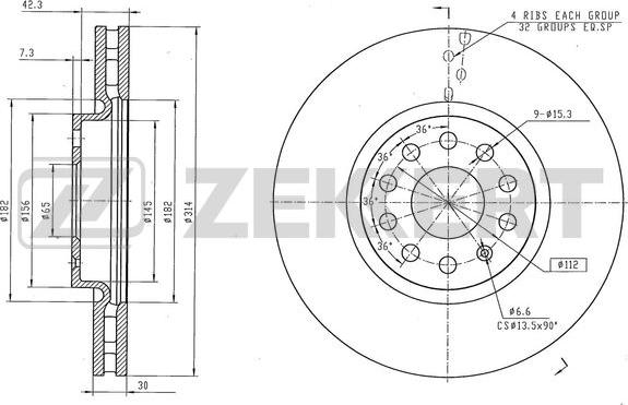 Zekkert BS-6555 - Тормозной диск autodnr.net