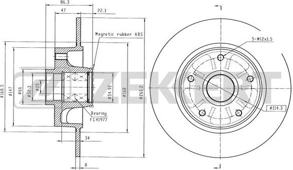 Zekkert BS-6557 - Тормозной диск avtokuzovplus.com.ua