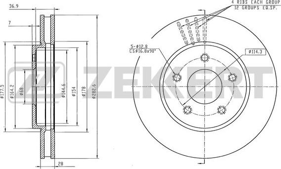 Zekkert BS-6576 - Тормозной диск avtokuzovplus.com.ua