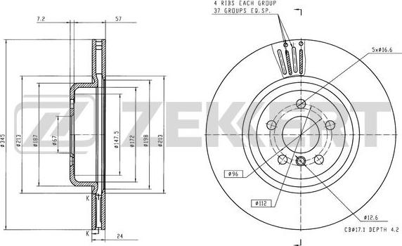 Zekkert BS-6577 - Гальмівний диск autocars.com.ua