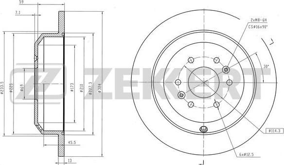 Zekkert BS-6588 - Гальмівний диск autocars.com.ua