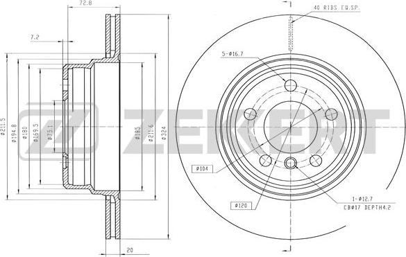 Zekkert BS-6591 - Тормозной диск avtokuzovplus.com.ua